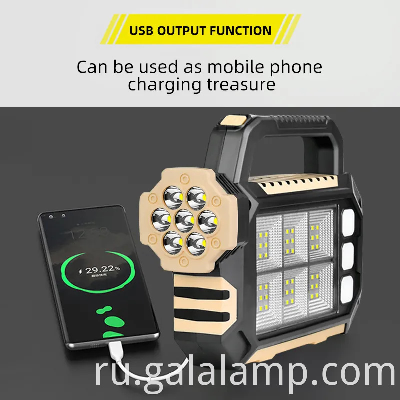 Мощный солнечный светодиодный светодиодный свет для кемпинга для кемпинга